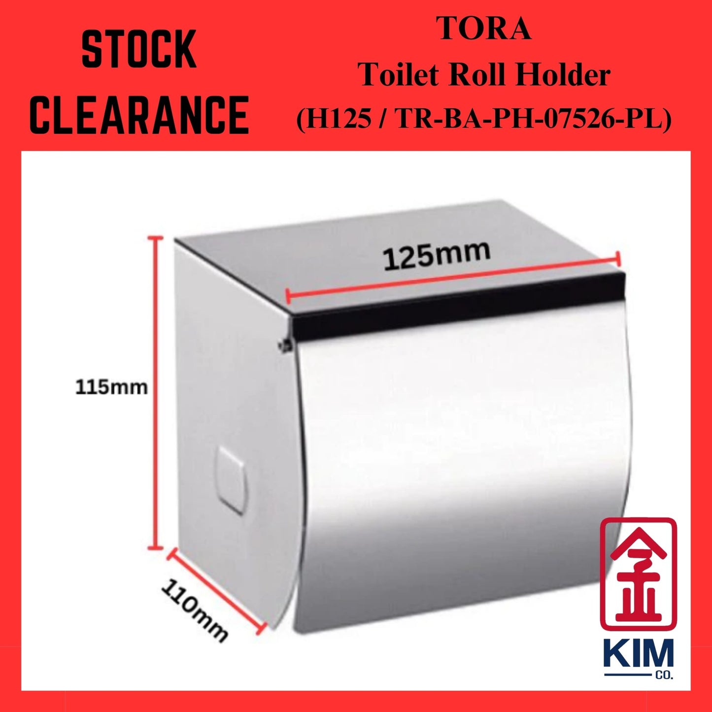 ( Stock Clearance ) Tora Stianless Steel 304 Toilet Roll Holder With Full Cover (PH125 / TR-BA-PH-07526-PL)