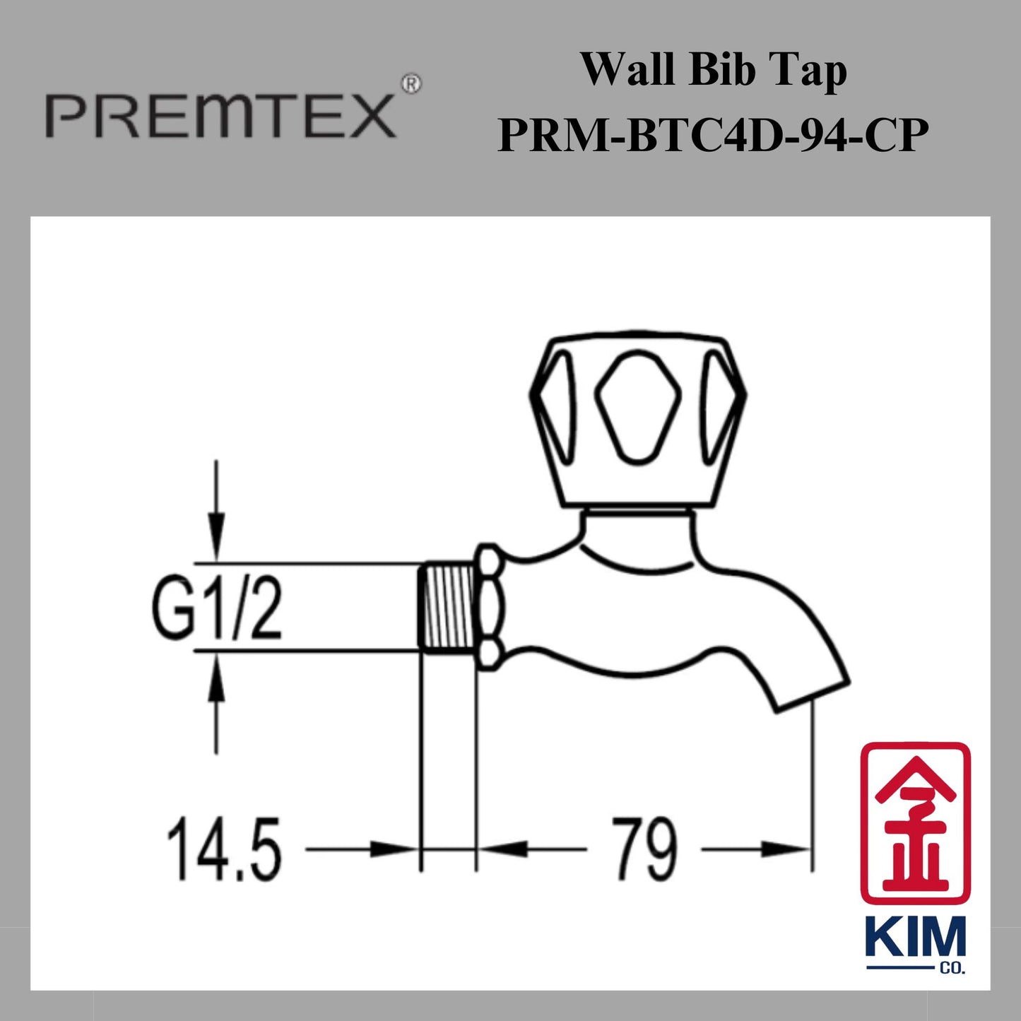 Premtex Wall Bib Tap (PRM-BTC4D-94-CP)