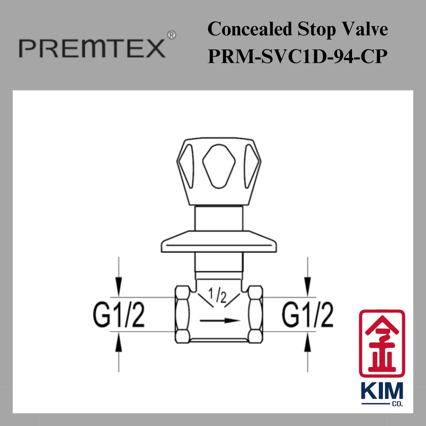Premtex Concealed Stop Valve (PRM-SVC1D-94-CP)