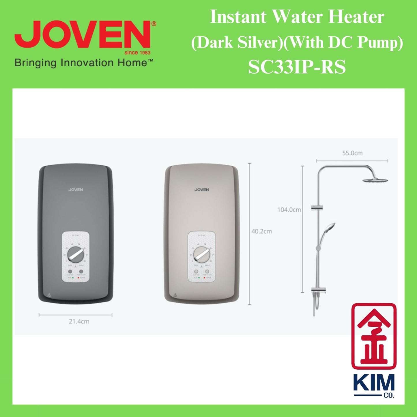 Joven Instant Water Heater With DC Pump (SC33IP-RS) (Dark Silver)