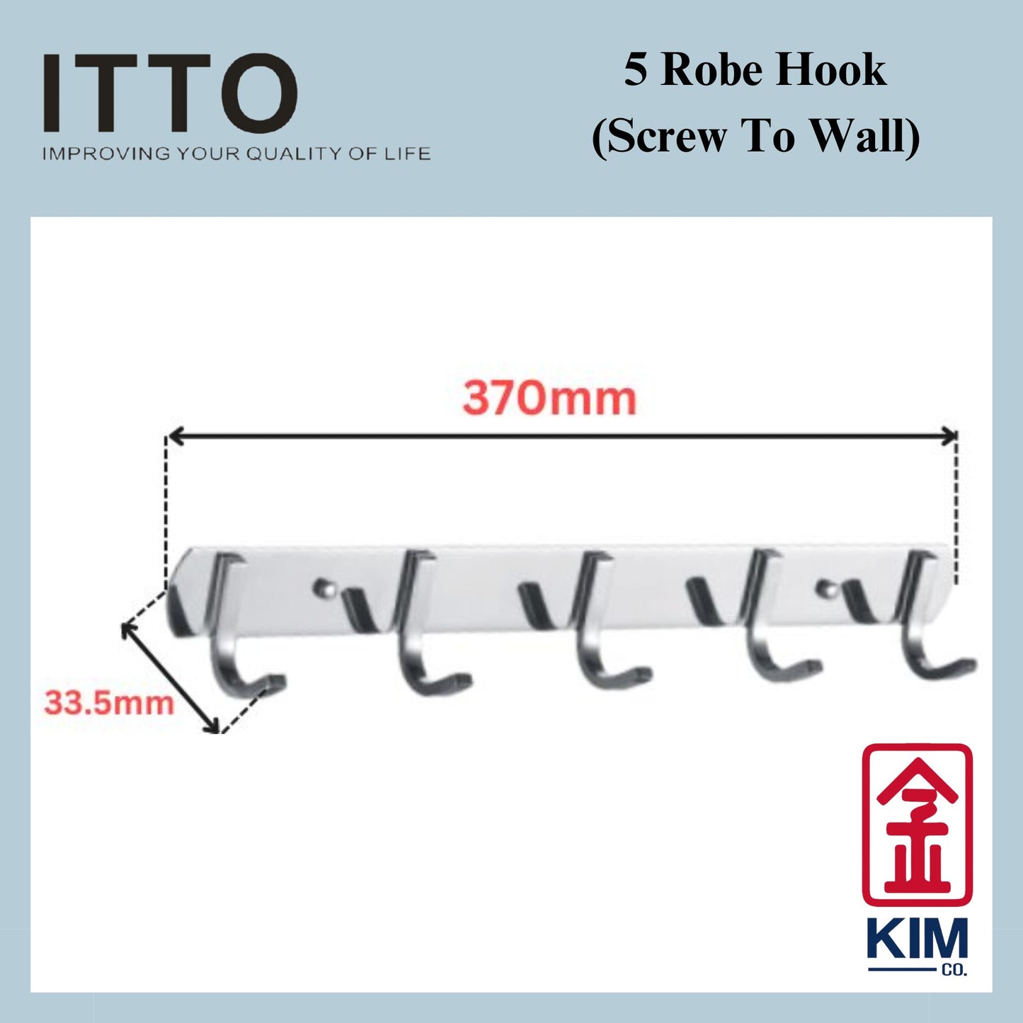 Itto S/Steel 304 Screw To Wall 5 Robe Hook (IT-T1007-5 & IT-T1007-5/LS)