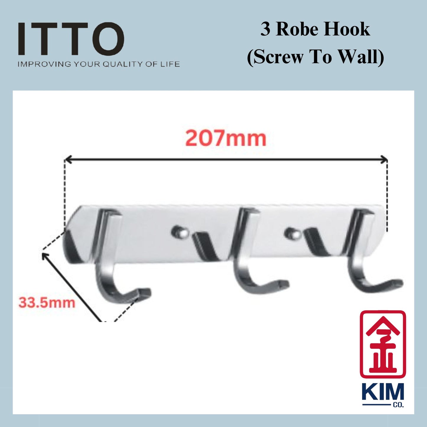 Itto Stainless Steel 304 Screw To Wall 3 Robe Hook (IT-T1007-3 & IT-T1007-3/LS)