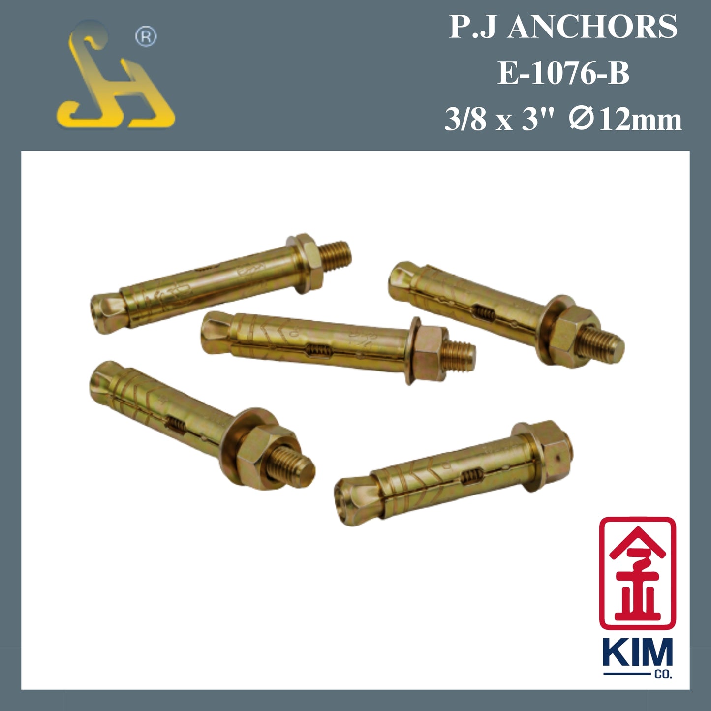 Sin Harp Sleeve PJ Anchors E-1076-B 3/8“ x 3" ∅ 12mm