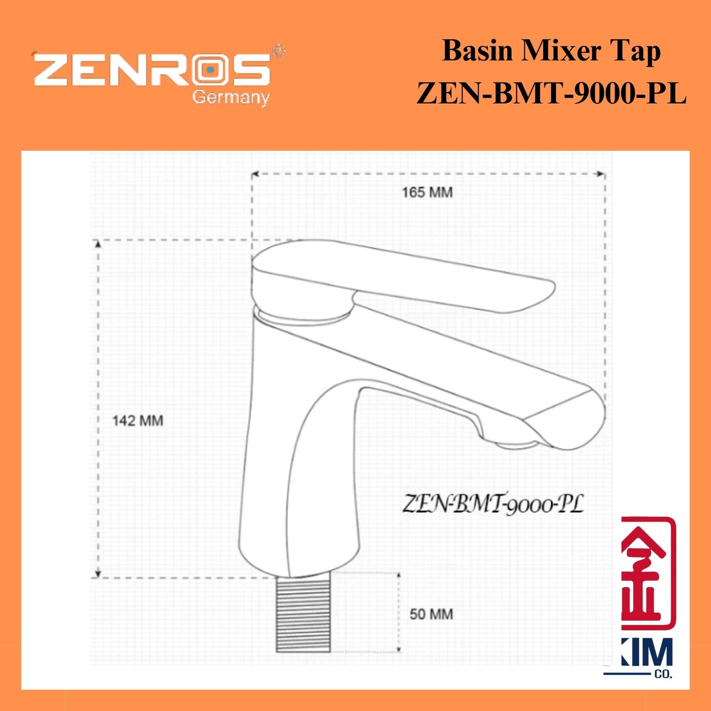 Zenros Basin Mixer Without Pop Up Waste (ZEN-BMT-9000-PL)