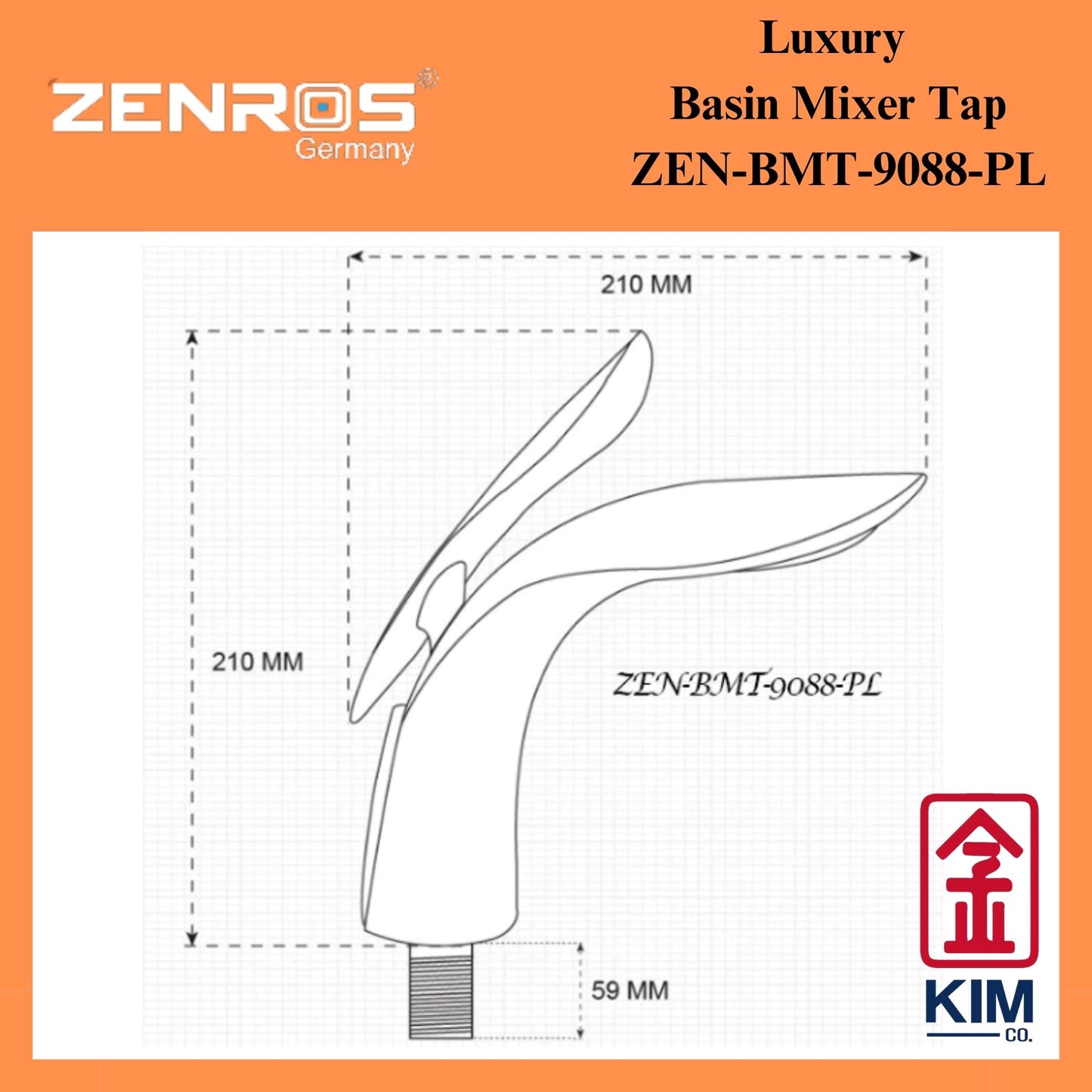 Zenros Luxury Basin Mixer Without Pop Up Waste (ZEN-BMT-9088-PL)