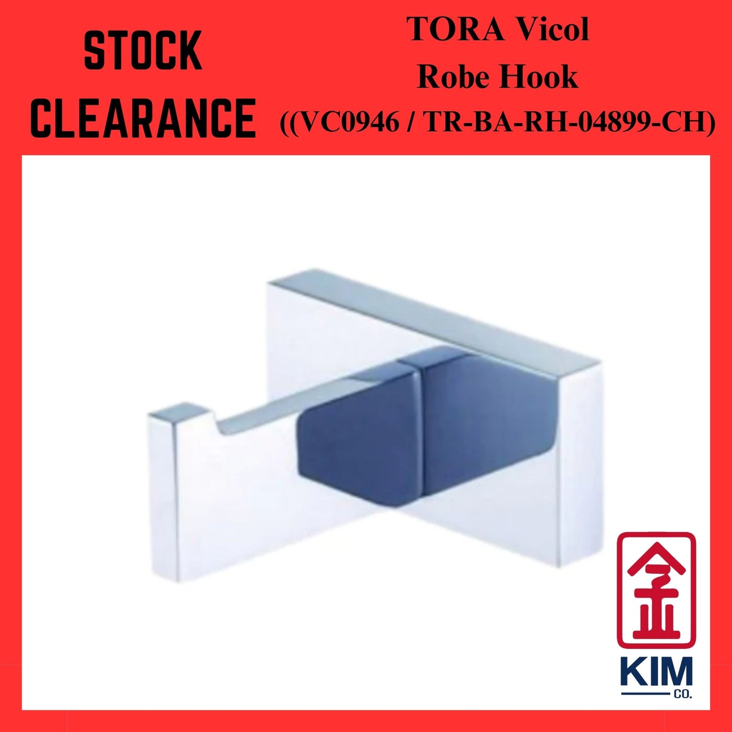 ( Stock Clearance ) Tora Vicol Brass Chrome Robe Hook (VC0946 / TR-BA-RH-04899-CH)