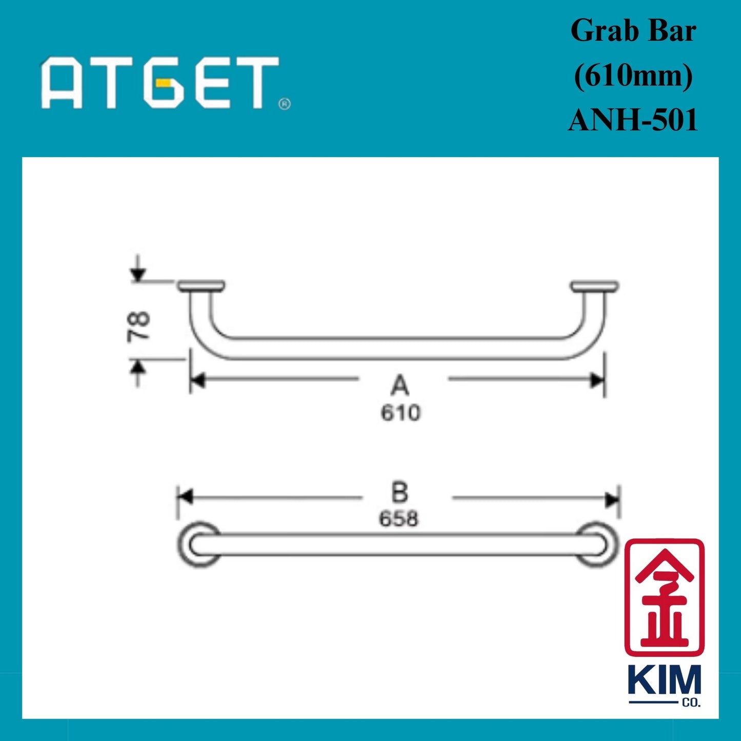 Atget Safety Grab Bar 610mm (ANH-501)