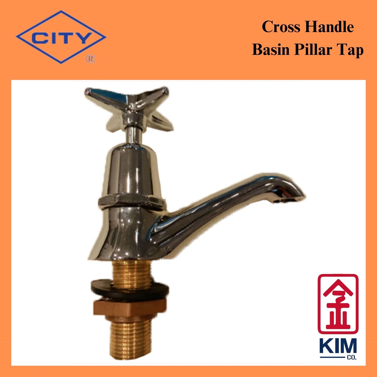 City Cross Handle Basin Pillar Tap