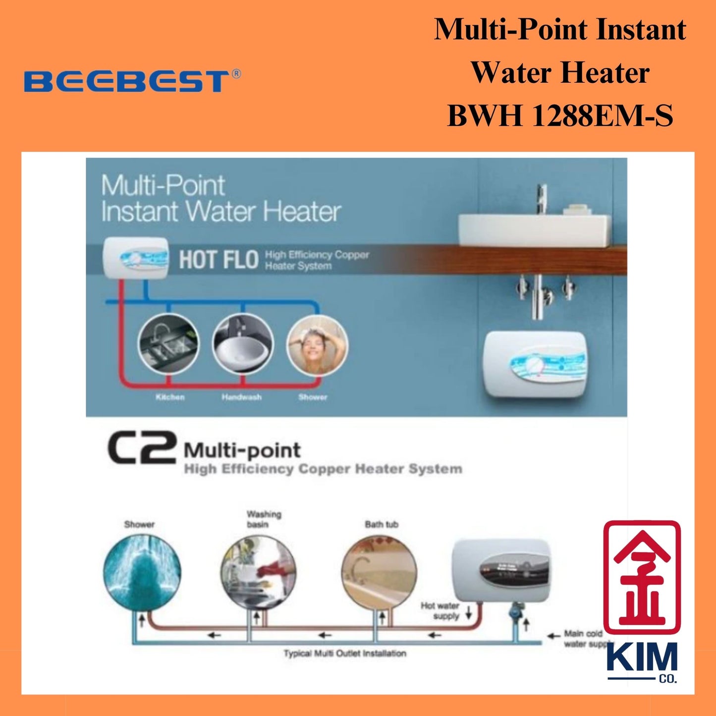 Beebest Multi-Point Water Heater (BWH 1288EM-S)