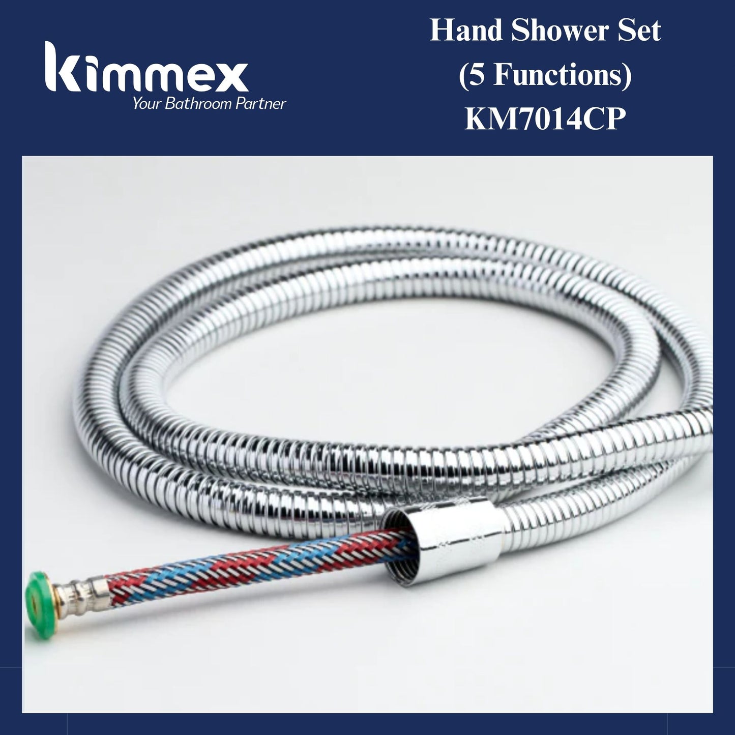 kimmex Hand Shower Set With 1.5m Shower Hose (KM7014CP) (5 Functions)