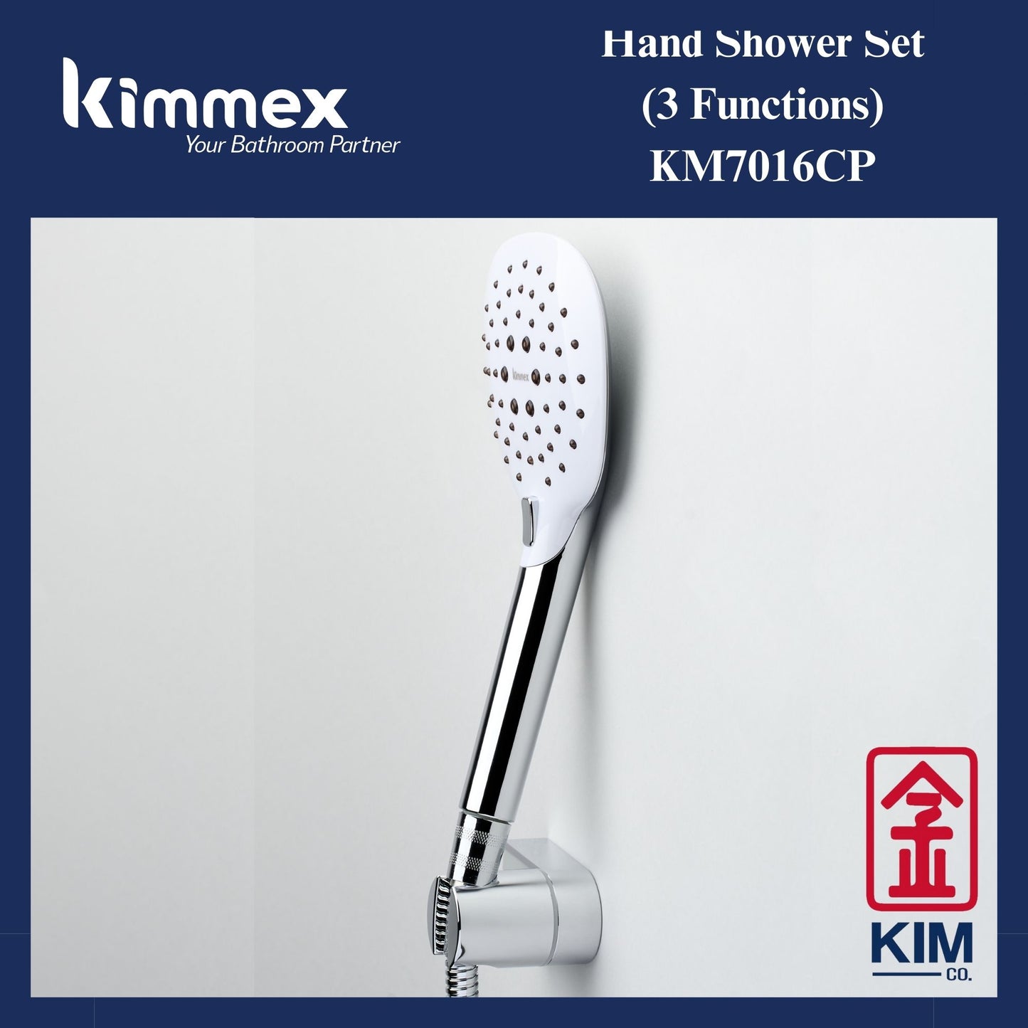 kimmex Hand Shower Set With 1.5m Shower Hose (KM7016CP) (3 Functions)