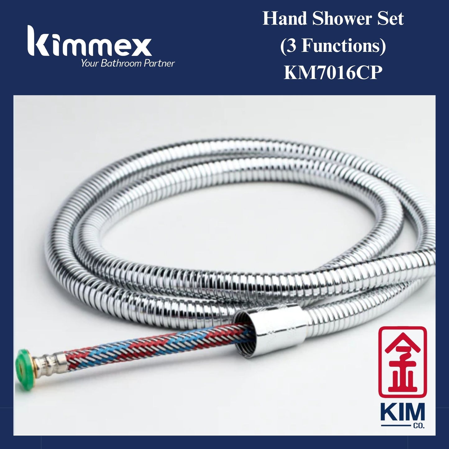 kimmex Hand Shower Set With 1.5m Shower Hose (KM7016CP) (3 Functions)