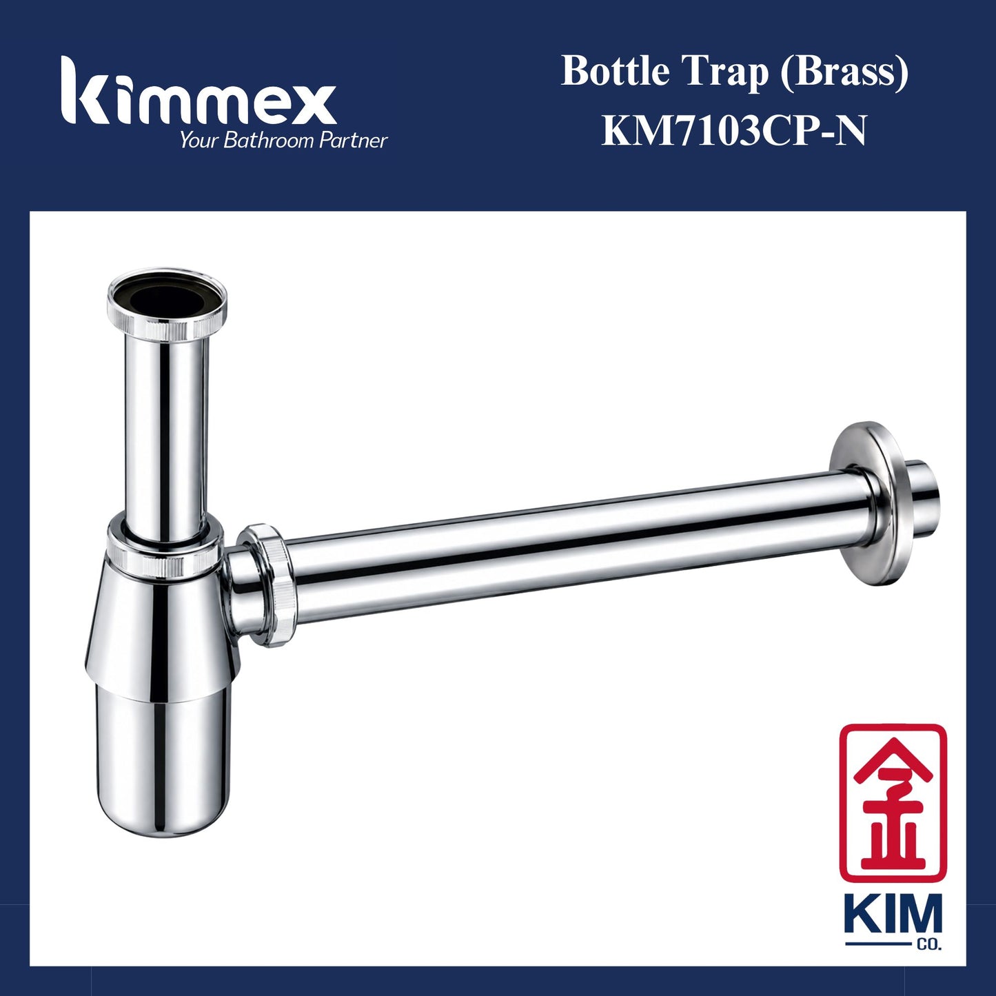 kimmex Brass Chrome Basin Bottle Trap (KM7103CP-N)