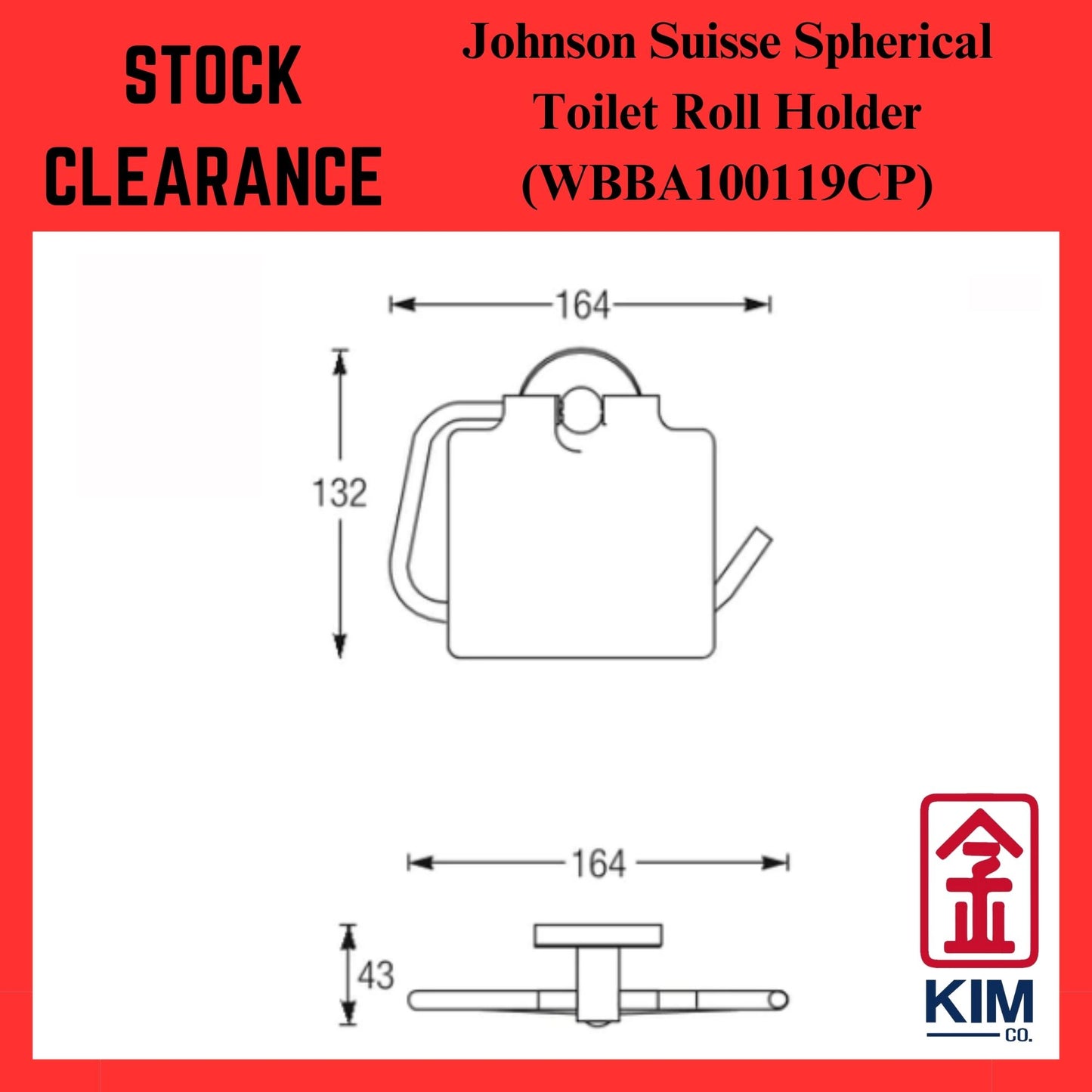 ( Stock Clearance ) Johnson Suisse Spherical Toilet Roll Holder With Lid (WBBA100119CP)