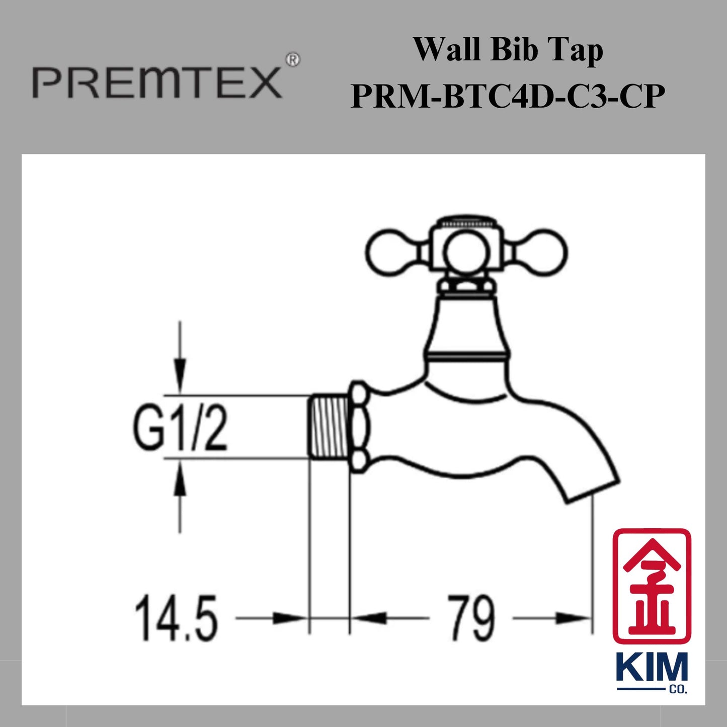 Premtex Wall Bib Tap (PRM-BTC4D-C3-CP)