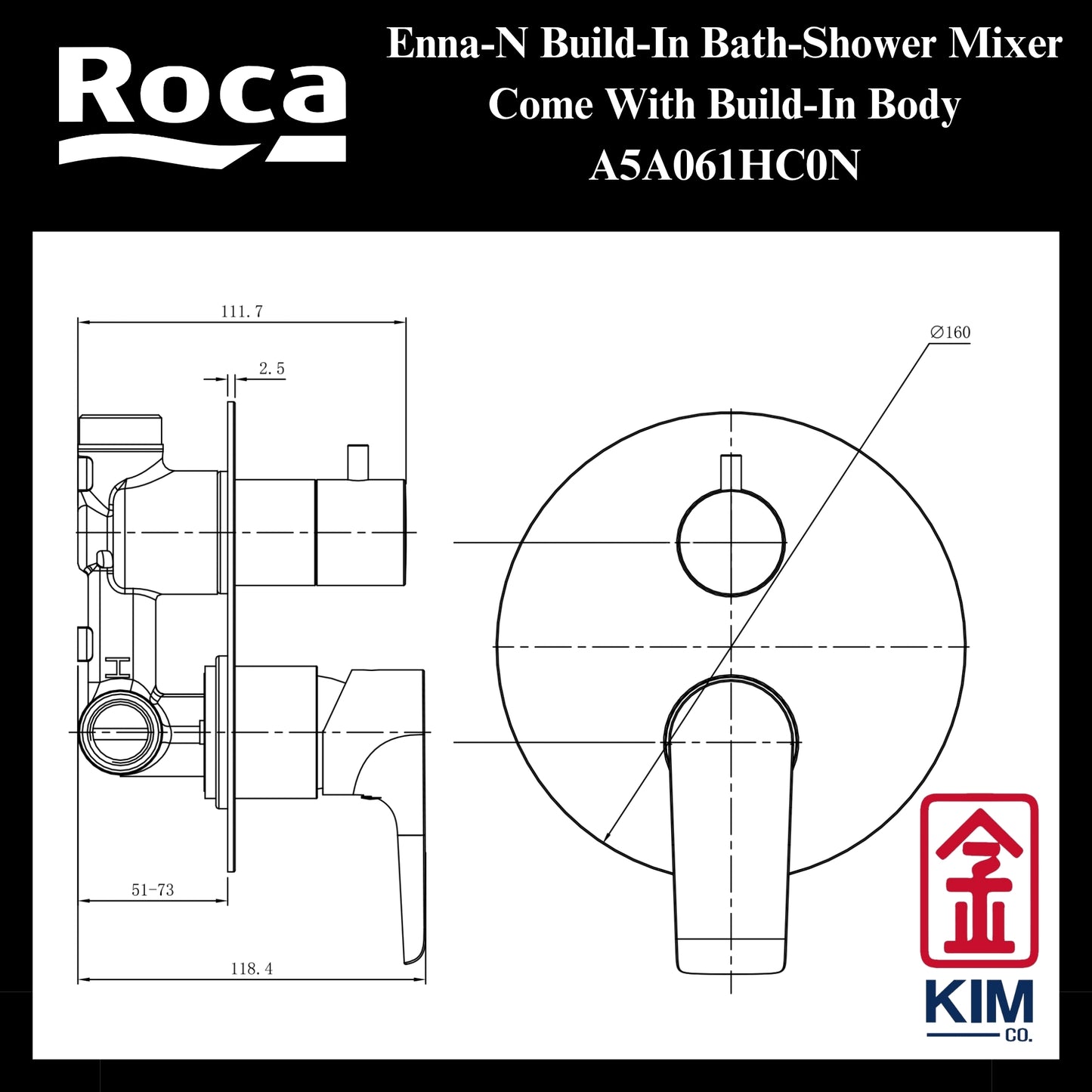 Roca Enna-N Build-In Bath-Shower Mixer (A5A061HC0N)