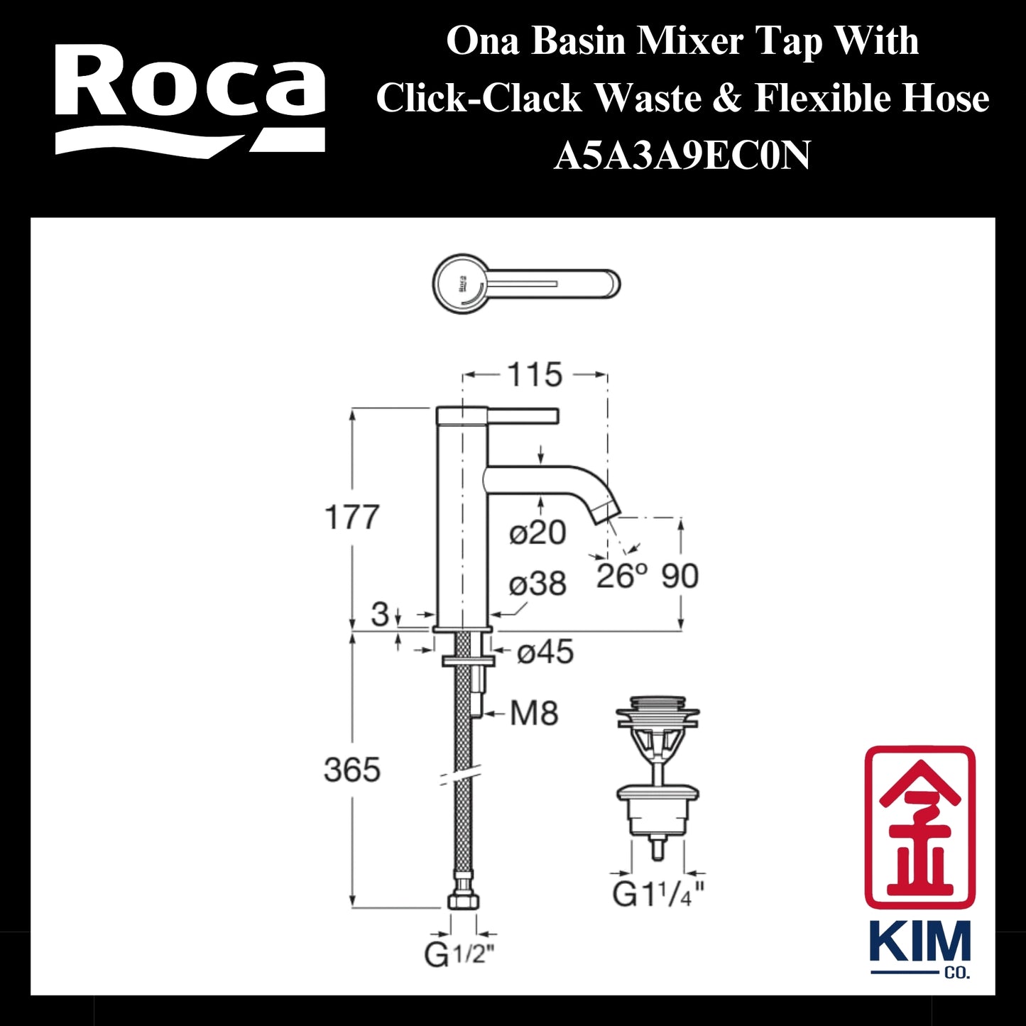 Roca Ona Basin Mixer (A5A3A9EC0N)