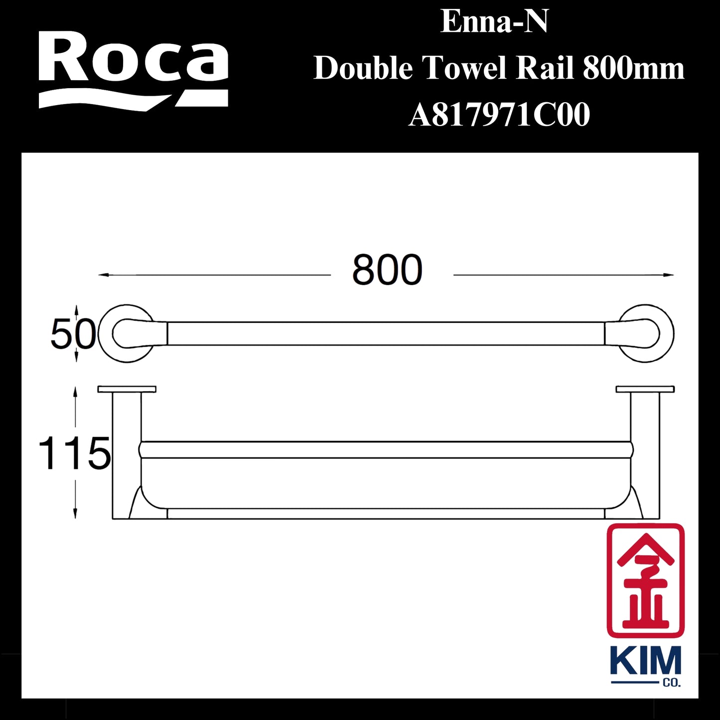 Roca Enna-N Double Towel Rail (800mm) (A817971C00)