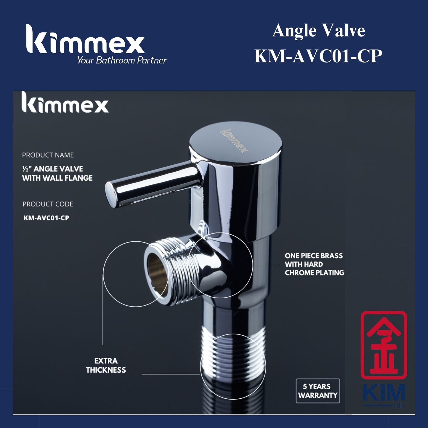 kimmex Lever Handle Angle Valve (KM-AVC01-CP)