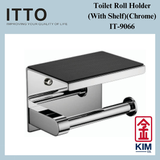 Itto Stainless Steel 304 Chrome Toilet Roll Holder With Shelf (Rubber Mat) (IT-F9066)
