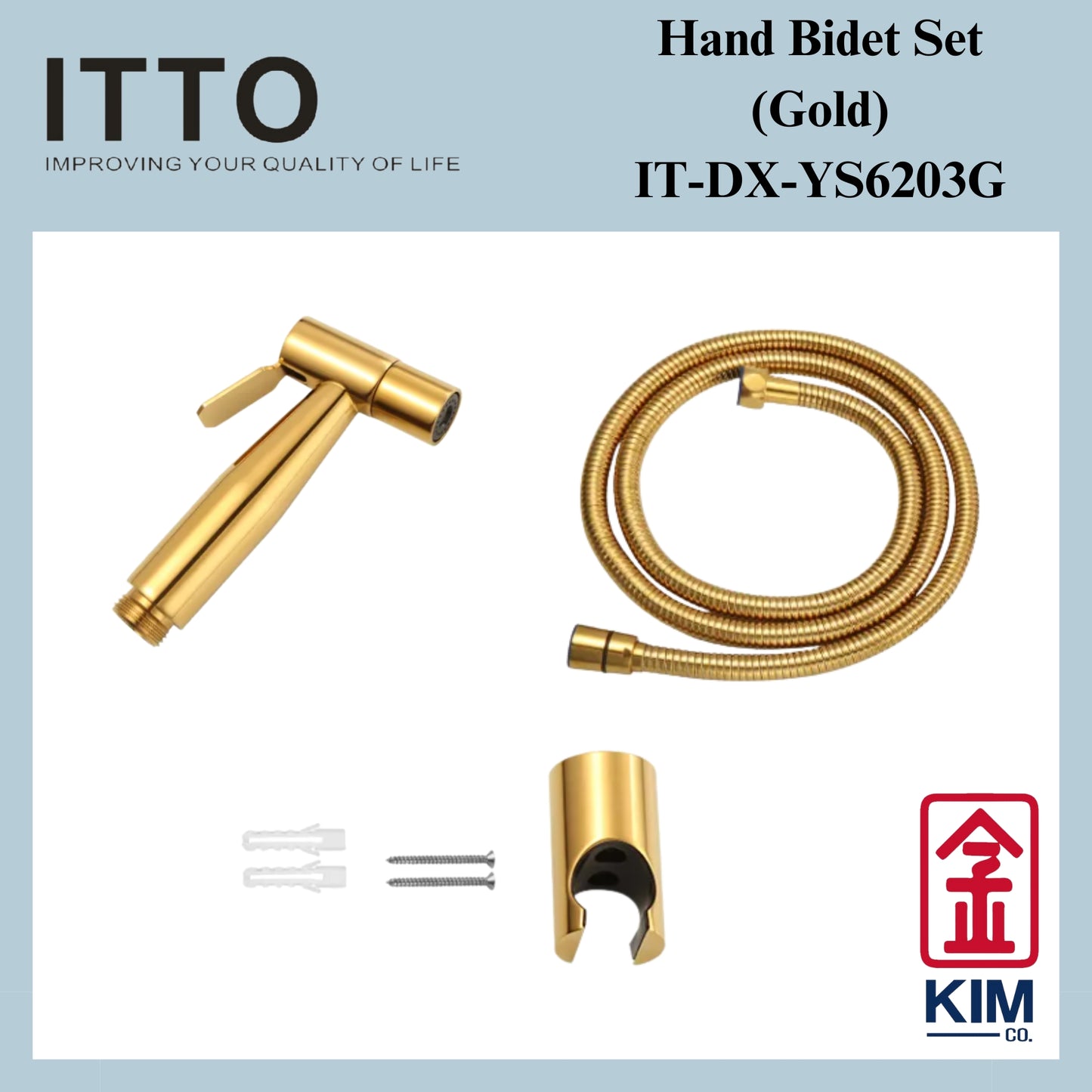 Itto SUS304 Hand Bidet Spray Set Cw 1.2m Bidet Hose & Wall Bracket