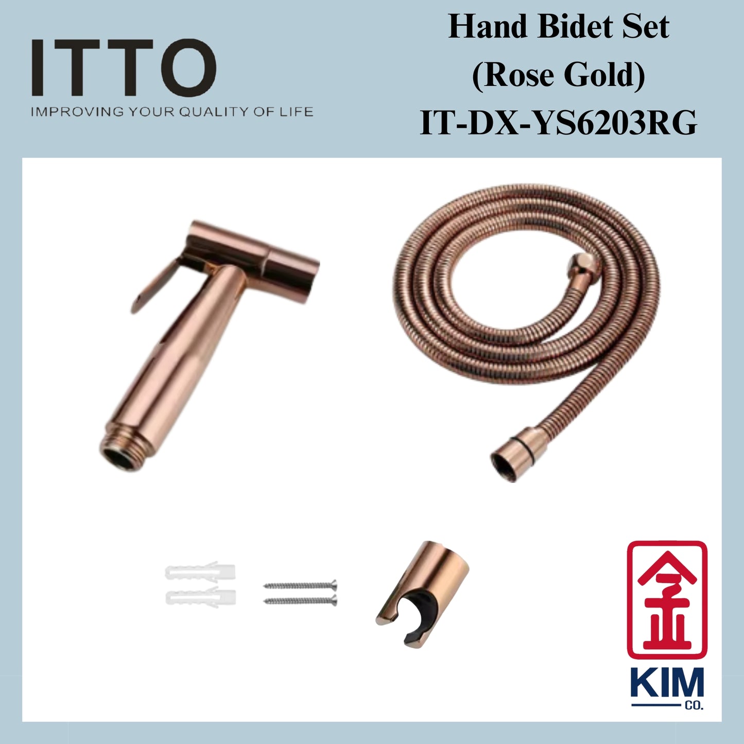 Itto SUS304 Hand Bidet Spray Set Cw 1.2m Bidet Hose & Wall Bracket