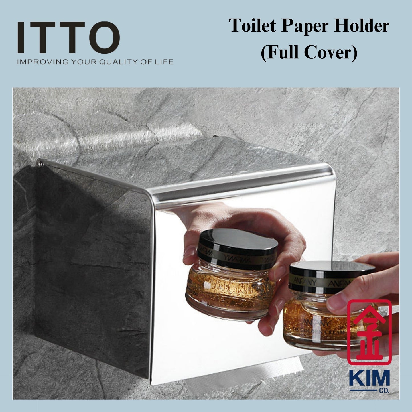 Itto Stainless Steel Toilet Roll Holder With Full Cover