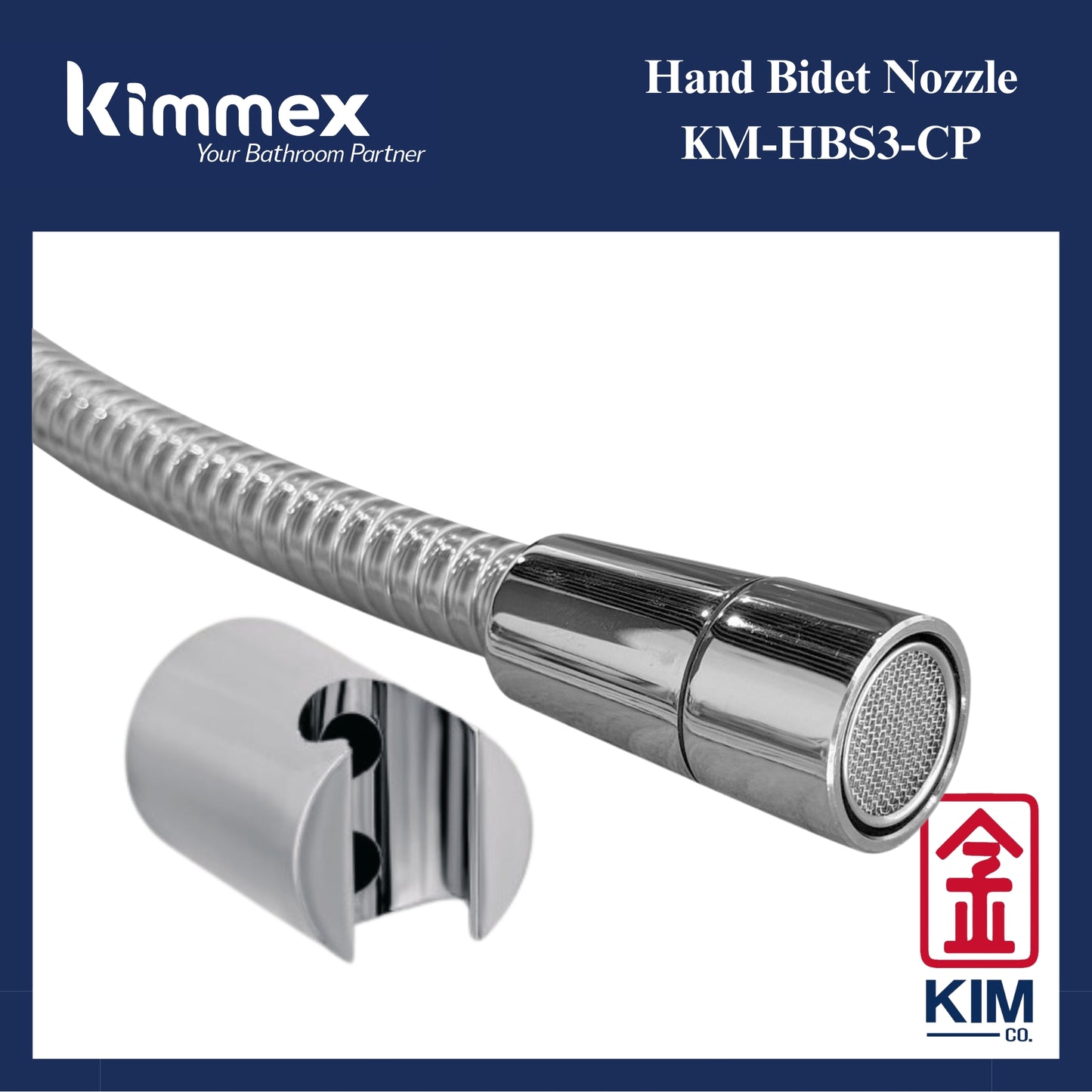 kimmex Hand Bidet Nozzle Cw 1.2m Bidet Hose (KM-HBS3-CP)