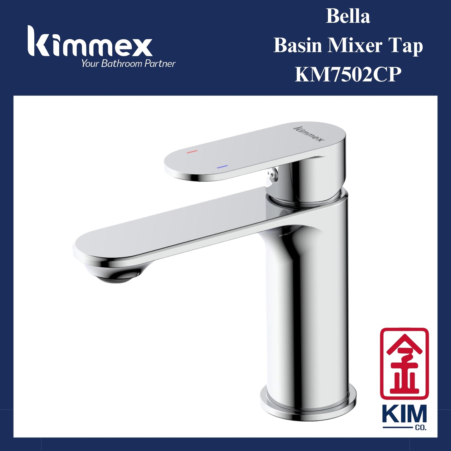 kimmex Bella Basin Mixer Without Pop Up Waste (KM7502CP)
