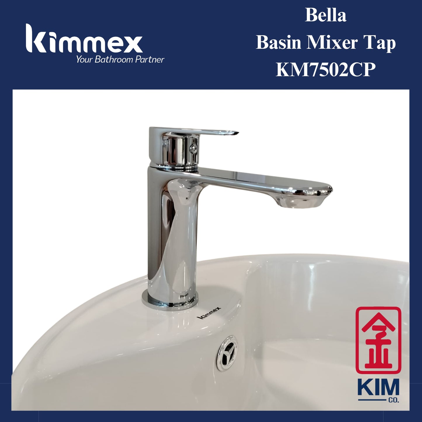 kimmex Bella Basin Mixer Without Pop Up Waste (KM7502CP)