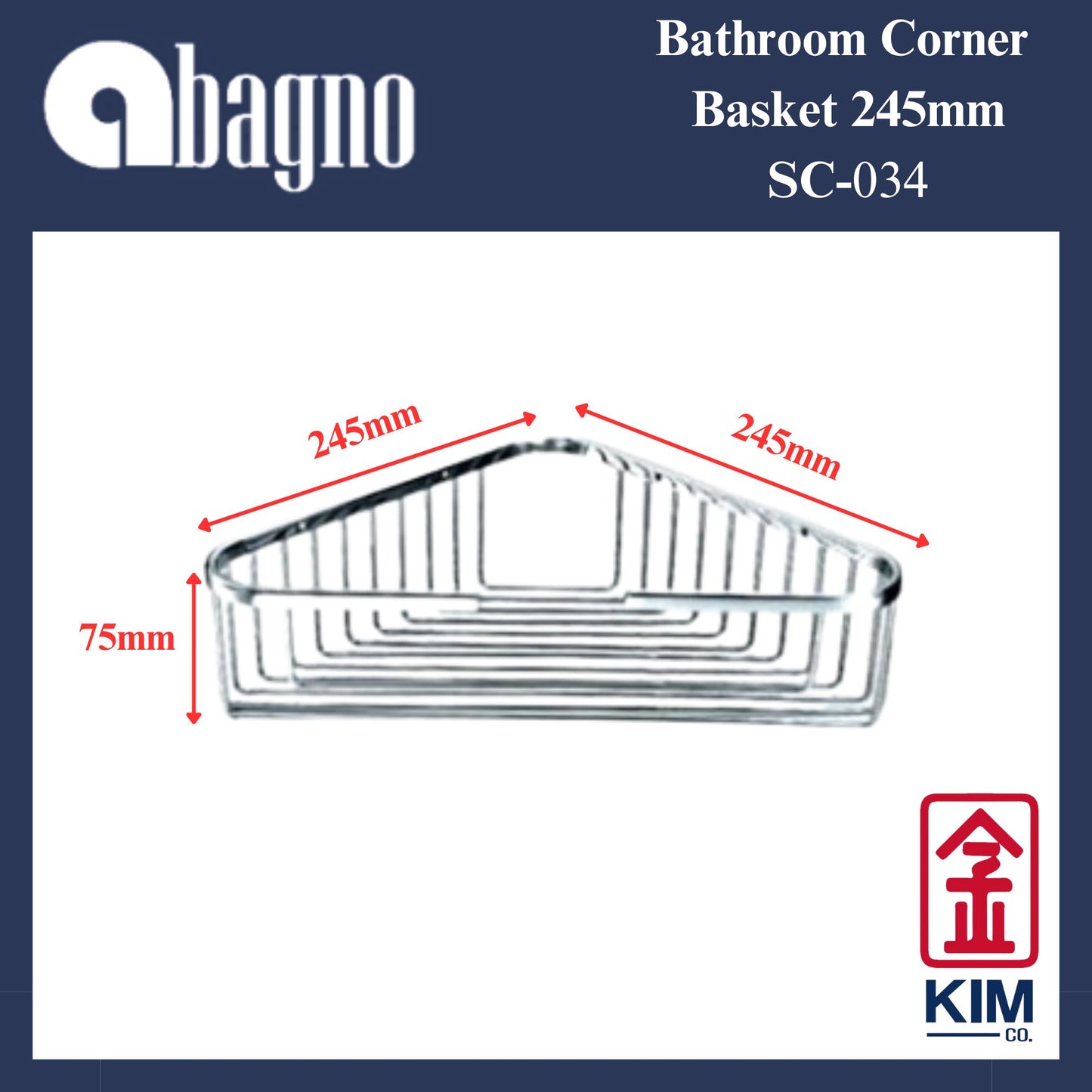 Abagno Stainless Steel Corner Basket (245mm) (SC-034)