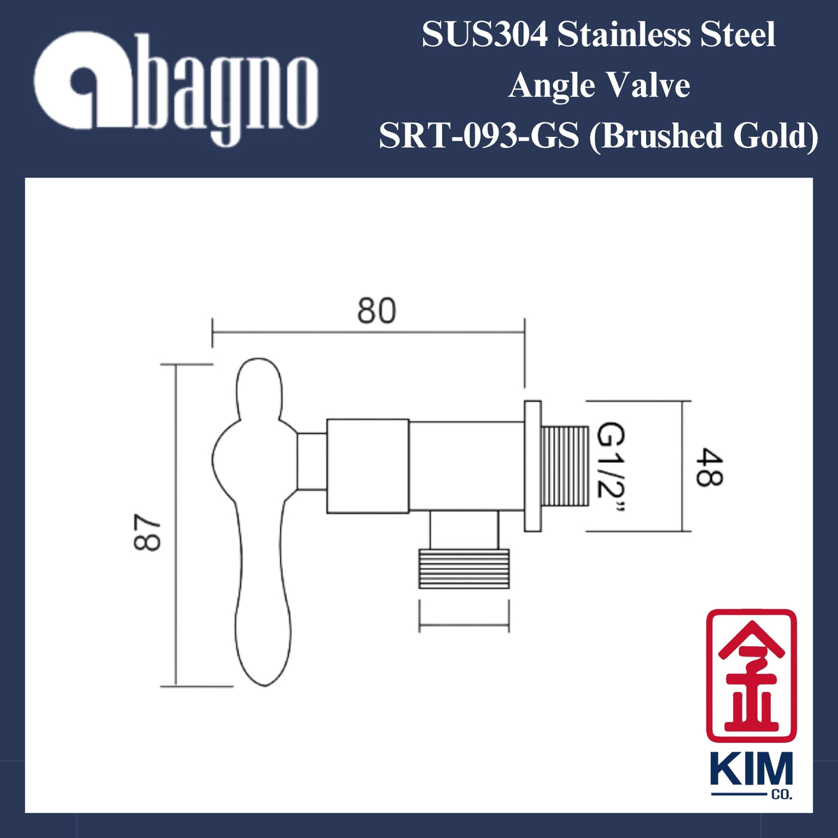 Abagno SUS304 Stainless Steel Angle Valve (Brushed Gold) (SRT-083-GS)