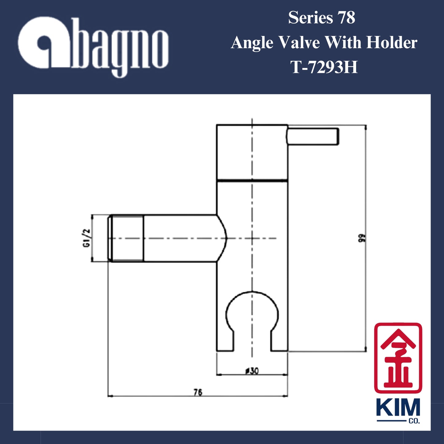 Abagno Series 72 Angle Valve With Holder (T-7293H)