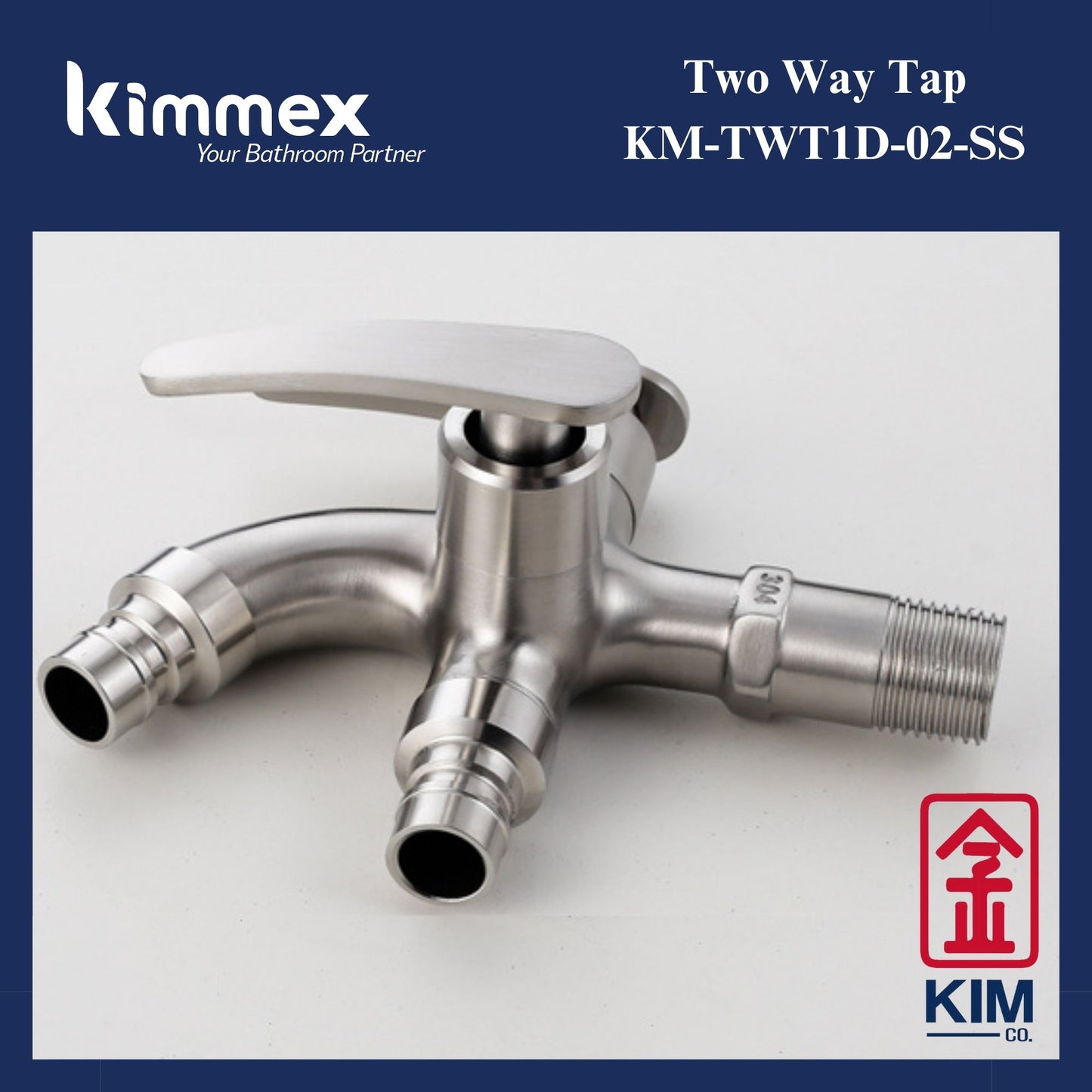 kimmex Stainless Steel 304 Two Ways Bib Tap (KM-TWT1D-02-SS)