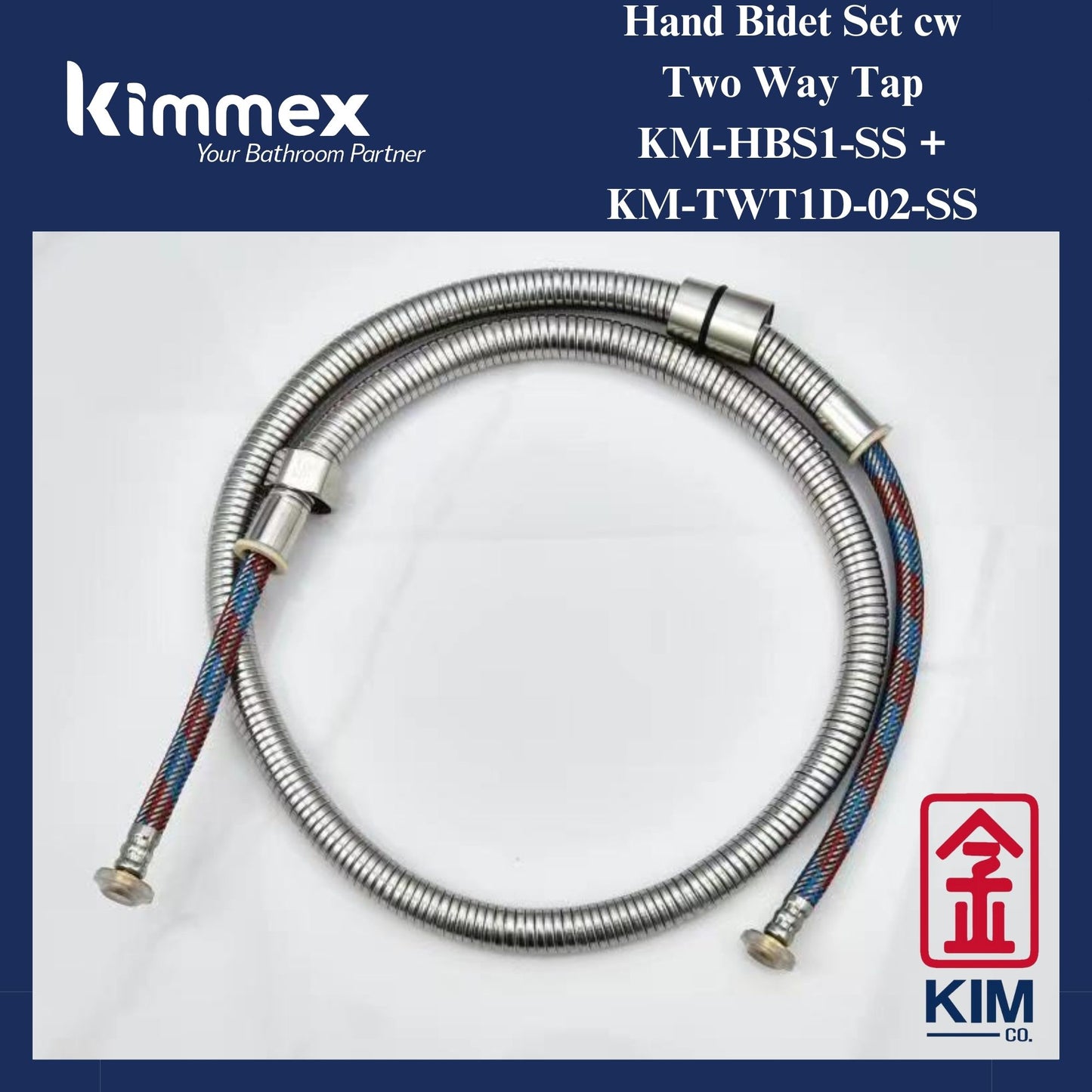 kimmex Stainless Steel 304 Two Way Bib Tap & Hand Bidet Set (KM-TWT1D-02-SS) & (KM-HB1S-SS)