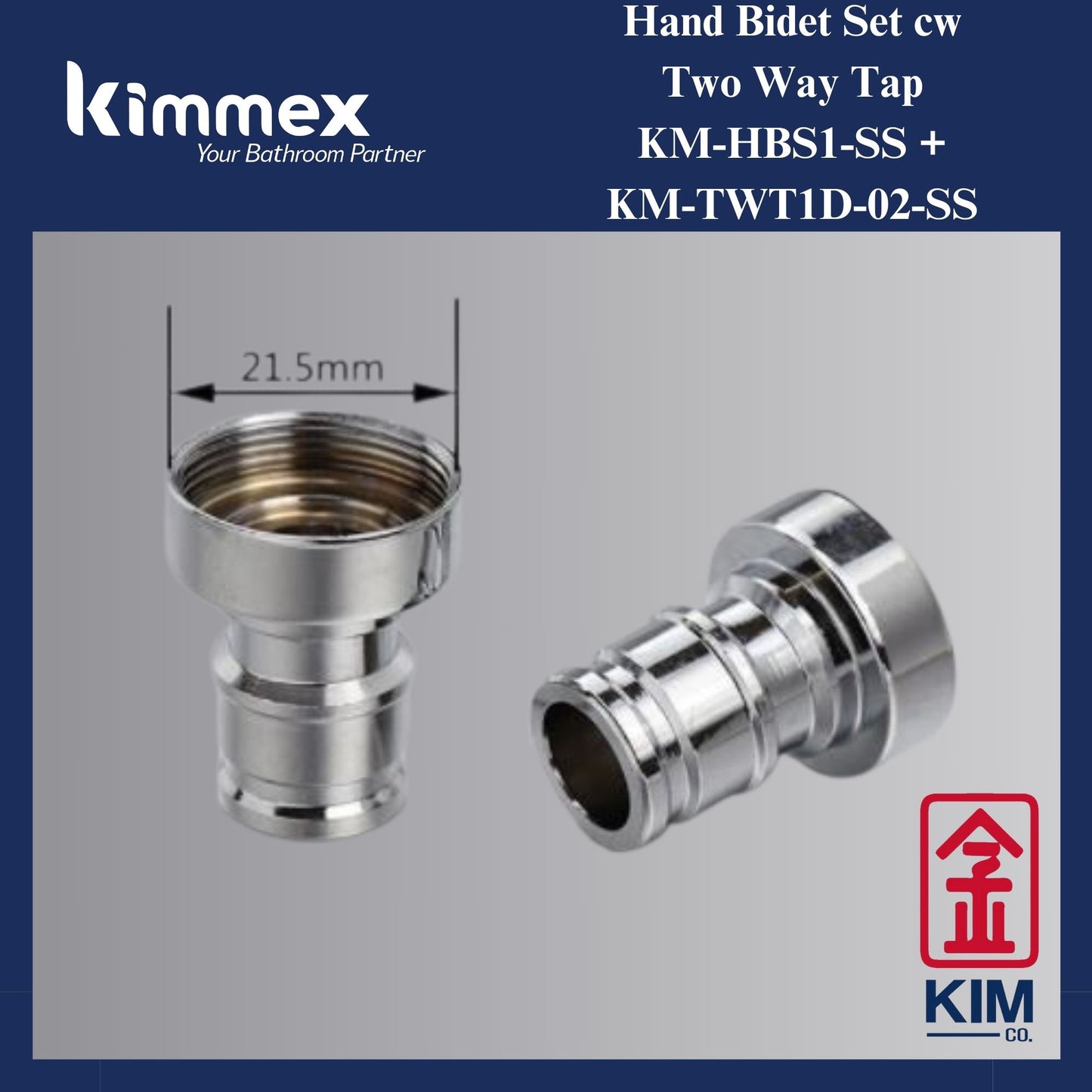 kimmex Stainless Steel 304 Two Way Bib Tap & Hand Bidet Set (KM-TWT1D-02-SS) & (KM-HB1S-SS)