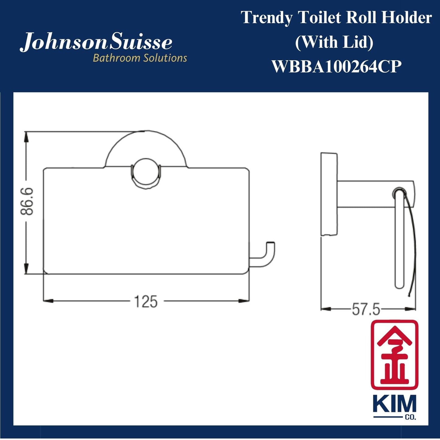 Johnson Suisse Trendy Toilet Roll Holder With Lid (WBBA100264CP)