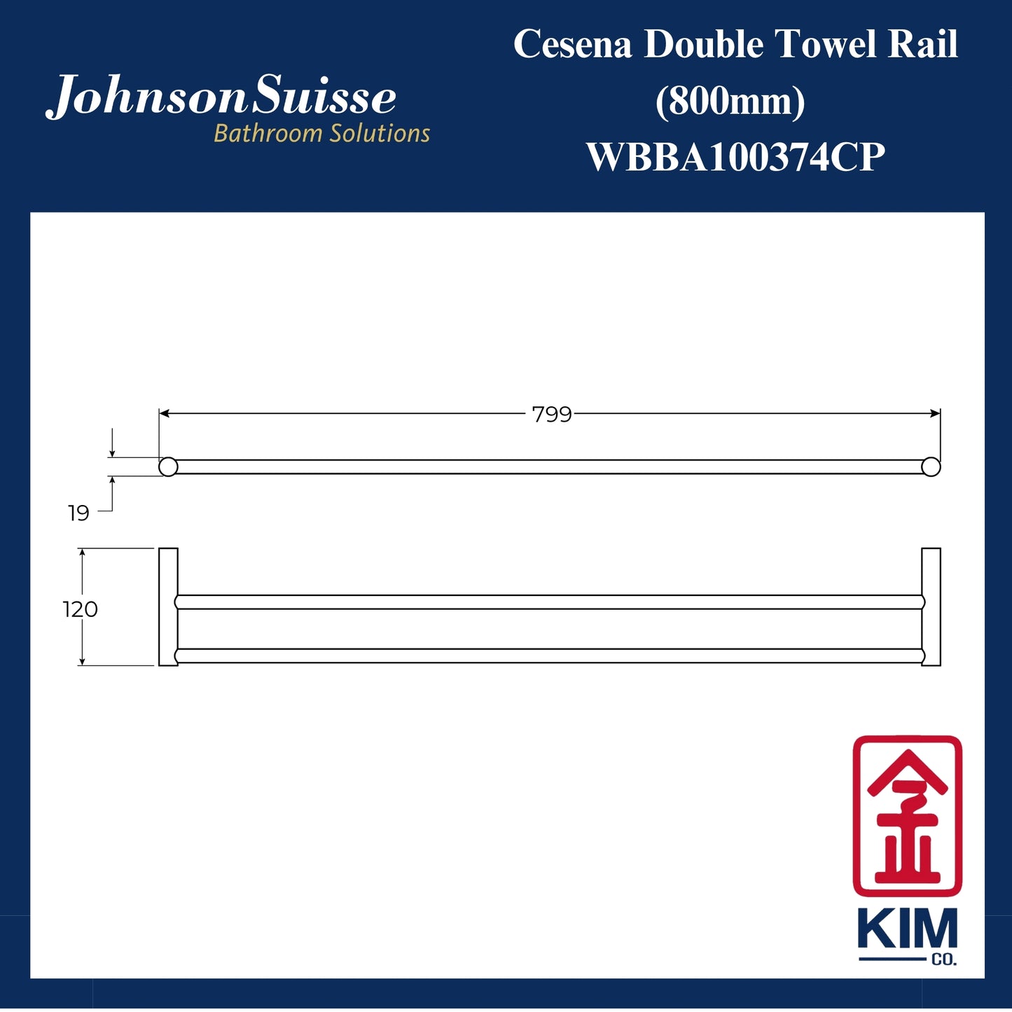 Johnson Suisse Cesena Double Towel Rail (WBBA100374CP)