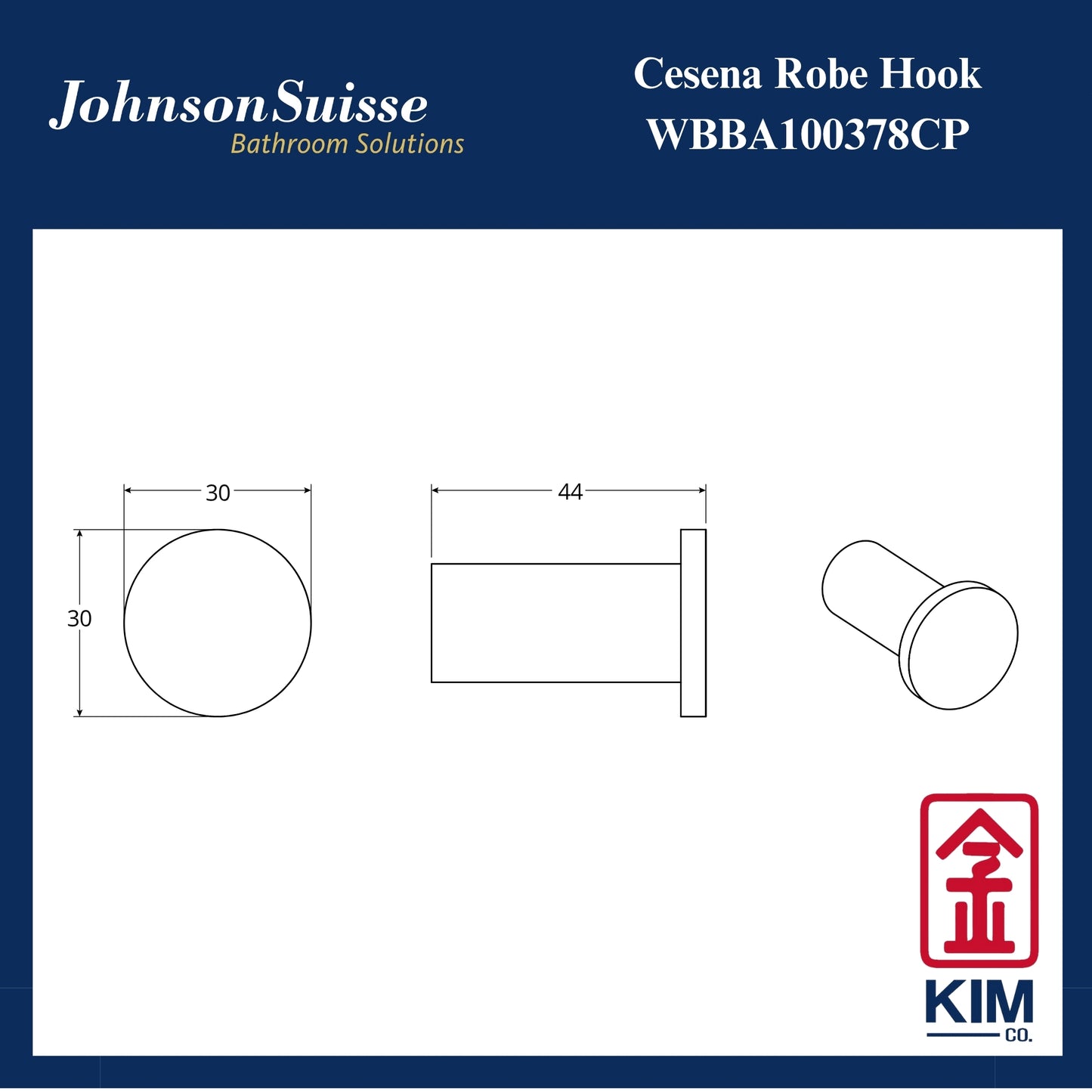Johnson Suisse Cesena Robe Hook (WBBA100378CP)