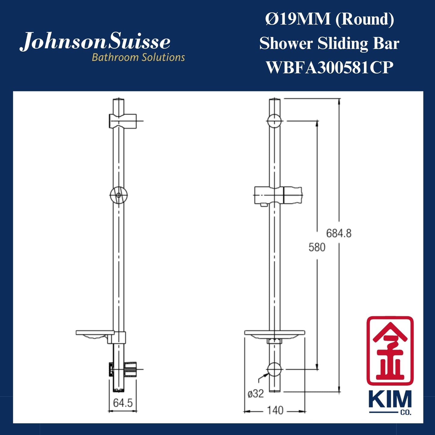 Johnson Suisse Sliding Bar With Soap Dish (WBFA300581CP)