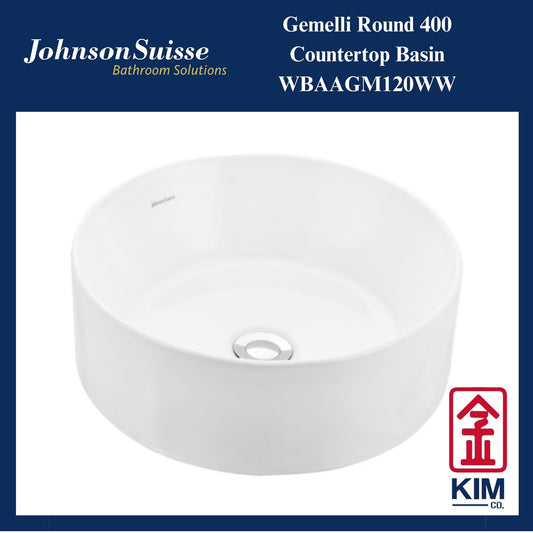 Johnson Suisse Gemelli Round 400 Countertop Basin (WBAAGM120WW)