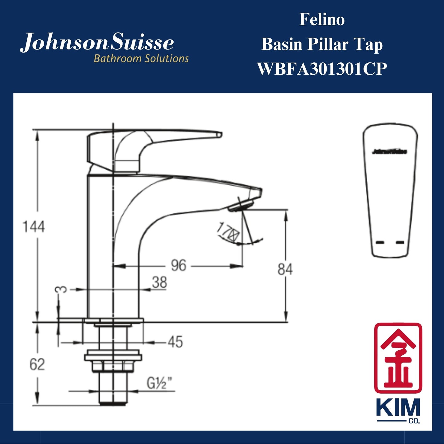 Johnson Suisse Felino Basin Pillar Tap (WBFA301301CP)