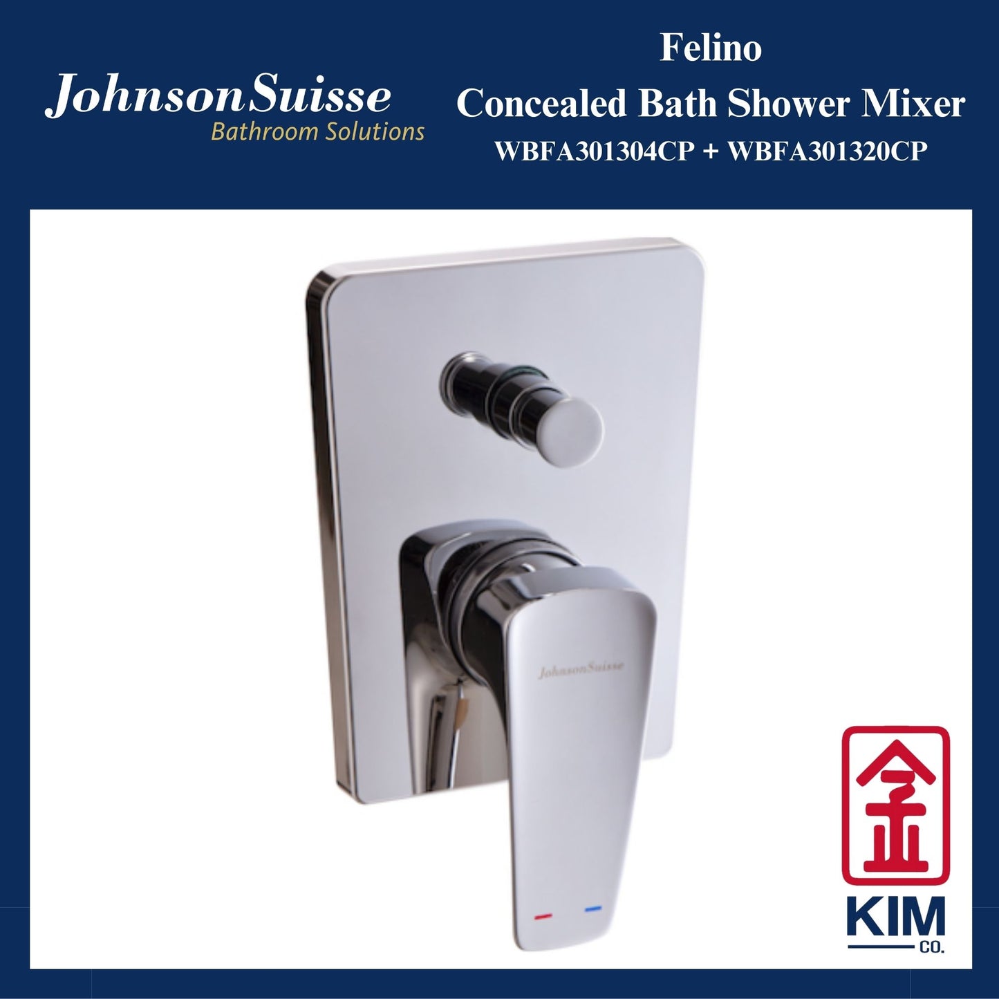 Johnson Suisse Felino Concealed Bath Shower Mixer With Diverter (WBFA301304CP + WBFA301320CP)