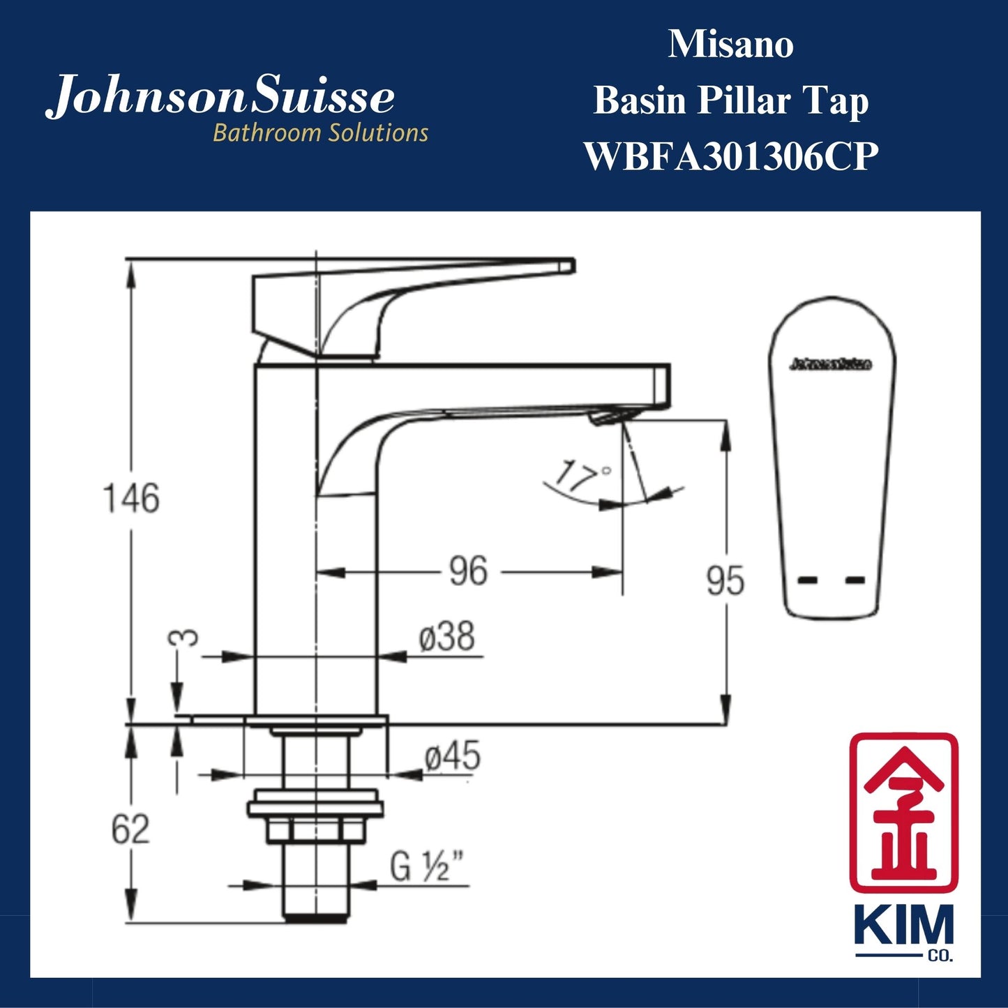 Johnson Suisse Misano Basin Pillar Tap (WBFA301306CP)