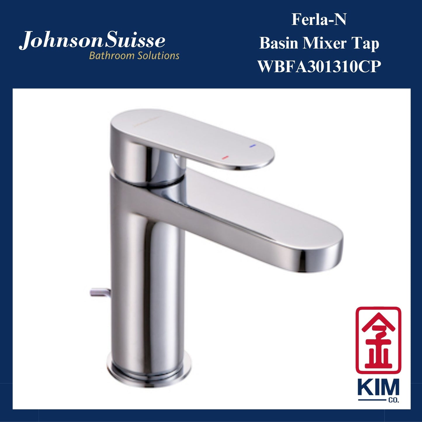 Johnson Suisse Ferla-N Basin Mixer Cw Pop Up Waste (WBFA301310CP)