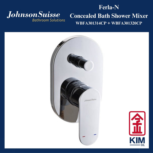 Johnson Suisse Ferla-N Concealed Bath Shower Mixer With Diverter (WBFA301314CP + WBFA301320CP)
