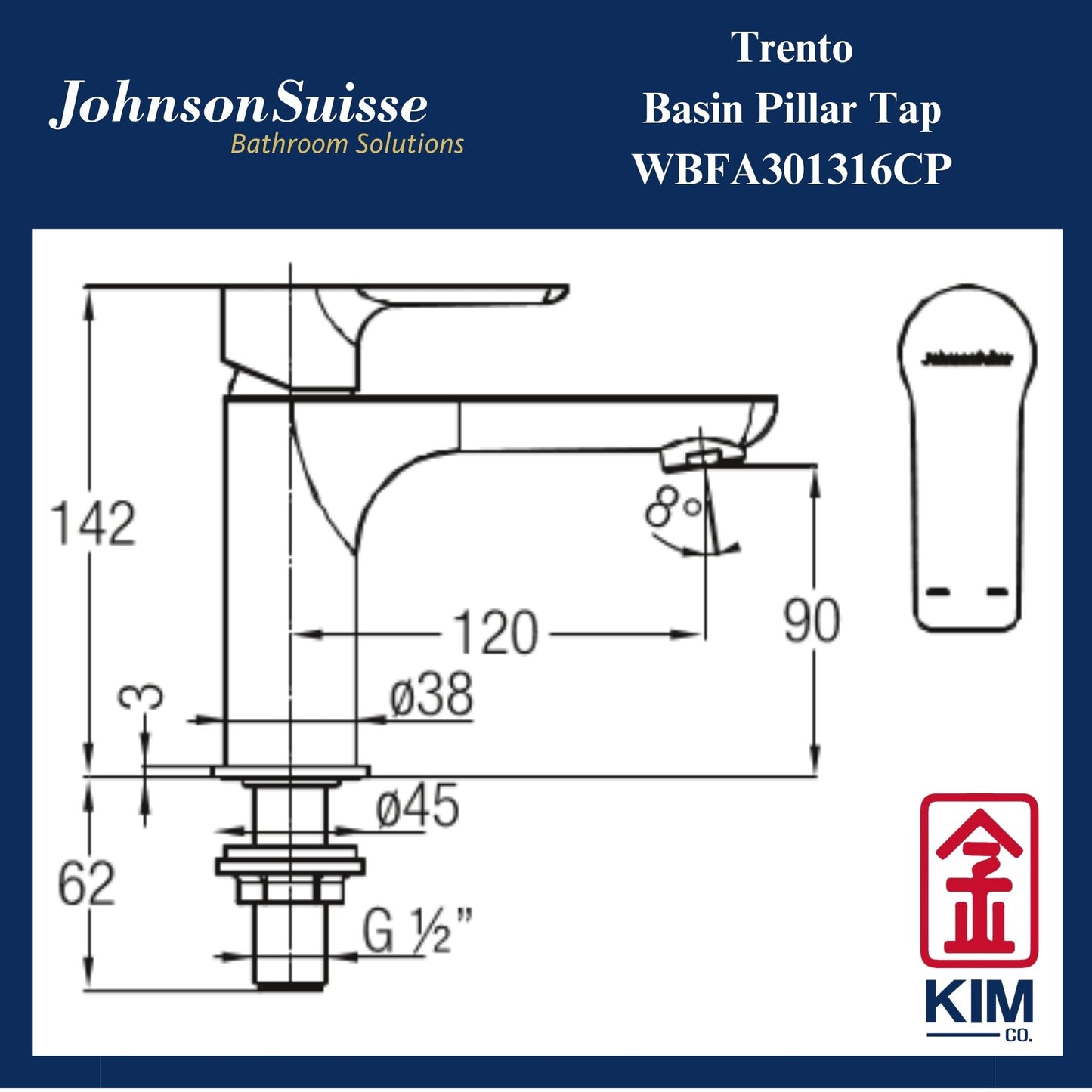 Johnson Suisse Trento Basin Pillar Tap (WBFA301316CP)