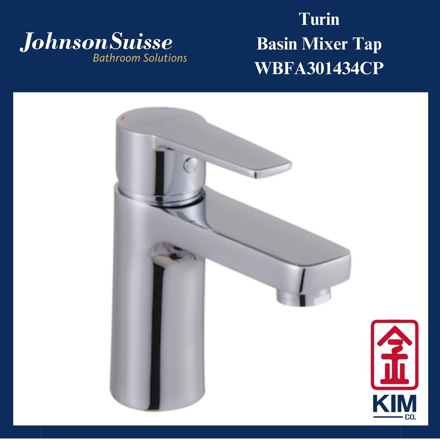 Johnson Suisse Turin Basin Mixer Without Pop Up Waste (WBFA301434CP)