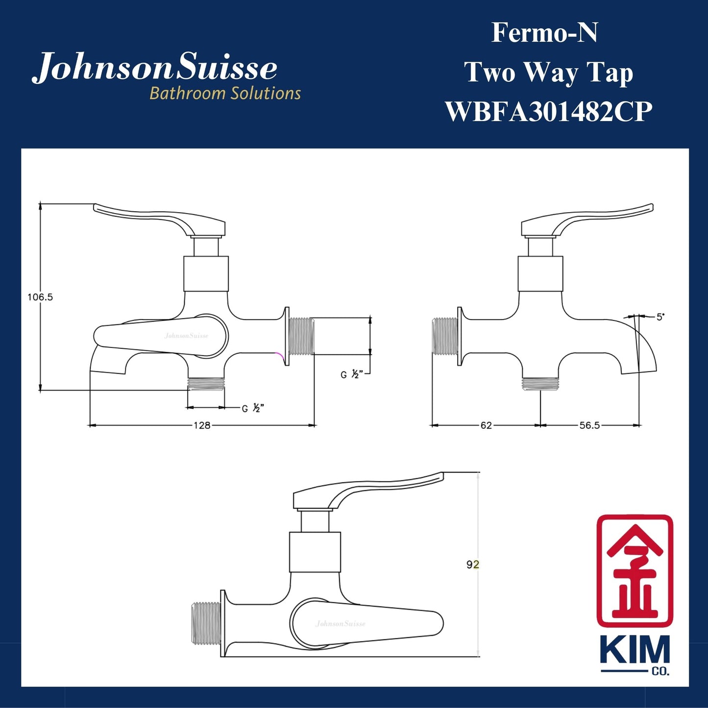 Johnson Suisse Fermo-N Two Way Bib Tap (WBFA301482CP)
