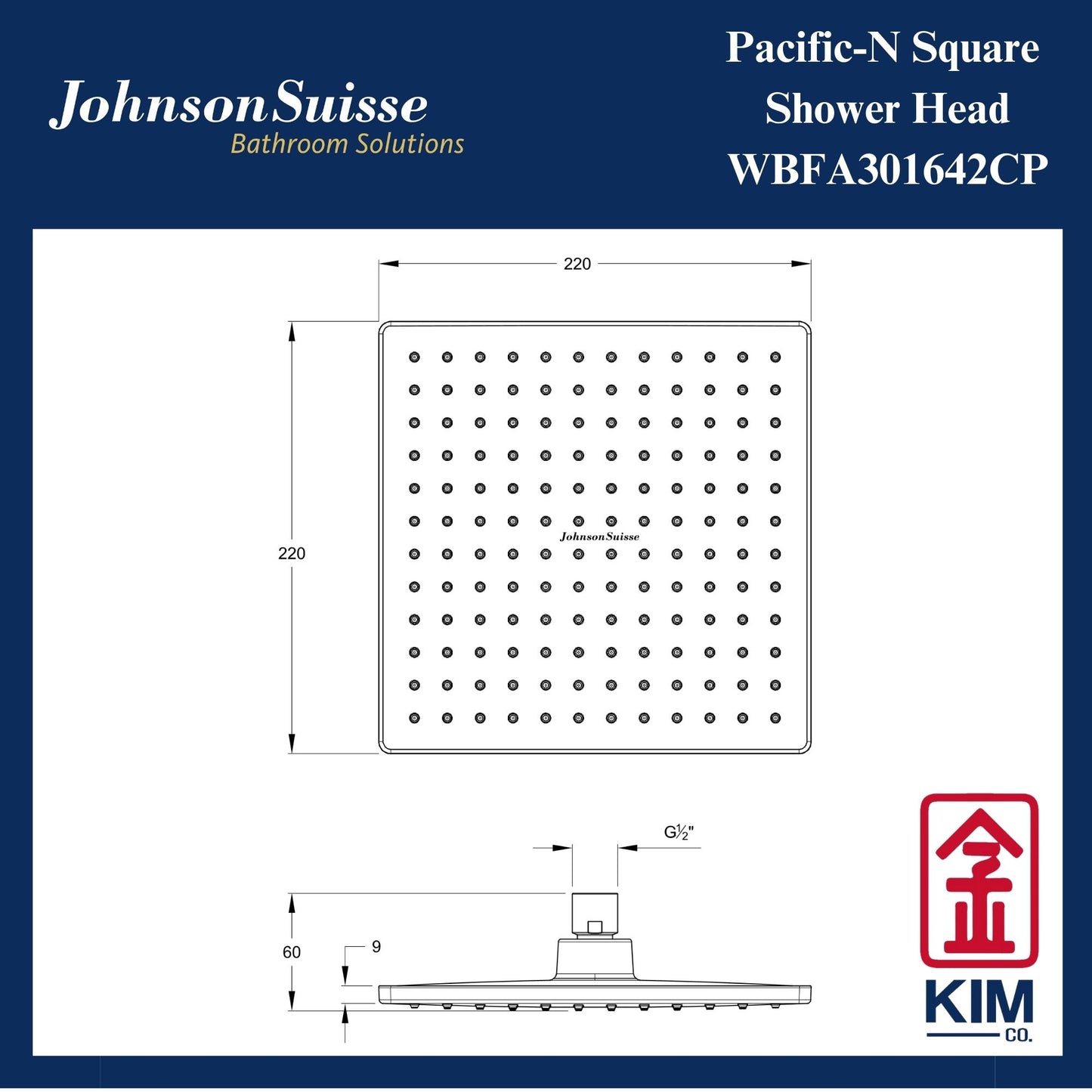 Johnson Suisse Pacific-N Shower Head (WBFA301642CP)